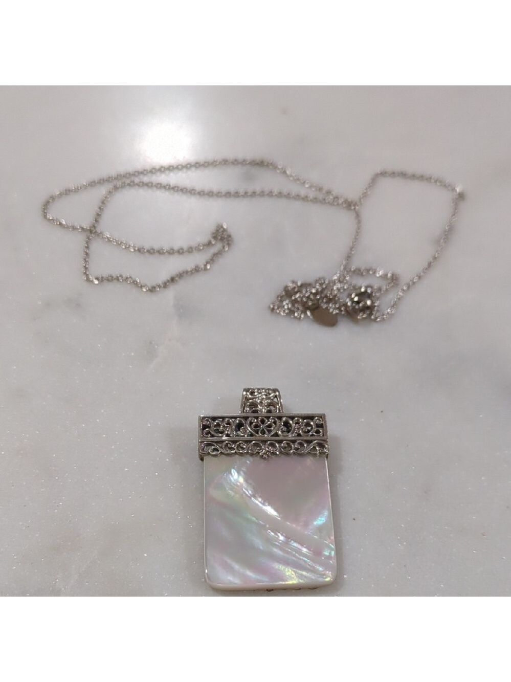 Elegant 925 Sterling Silver White Pendant Necklace